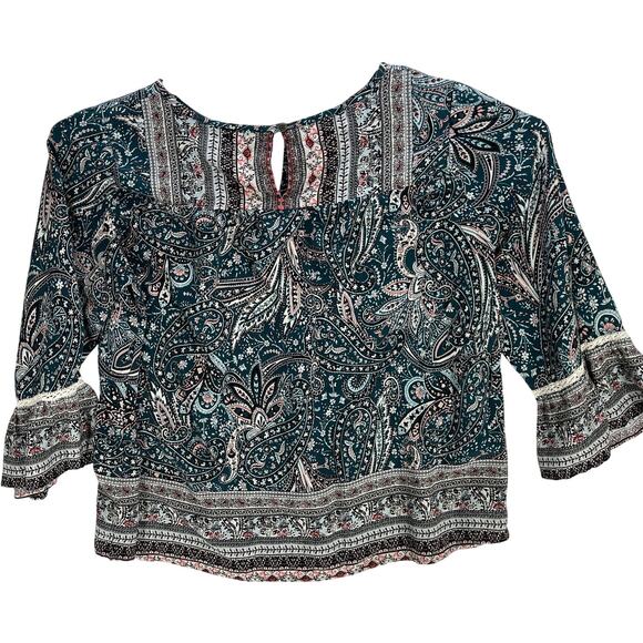 Artesia Bohemian Women Tunic Top Size XXL Green Pink Paisley Fairy Grunge Boho - Picture 3 of 9